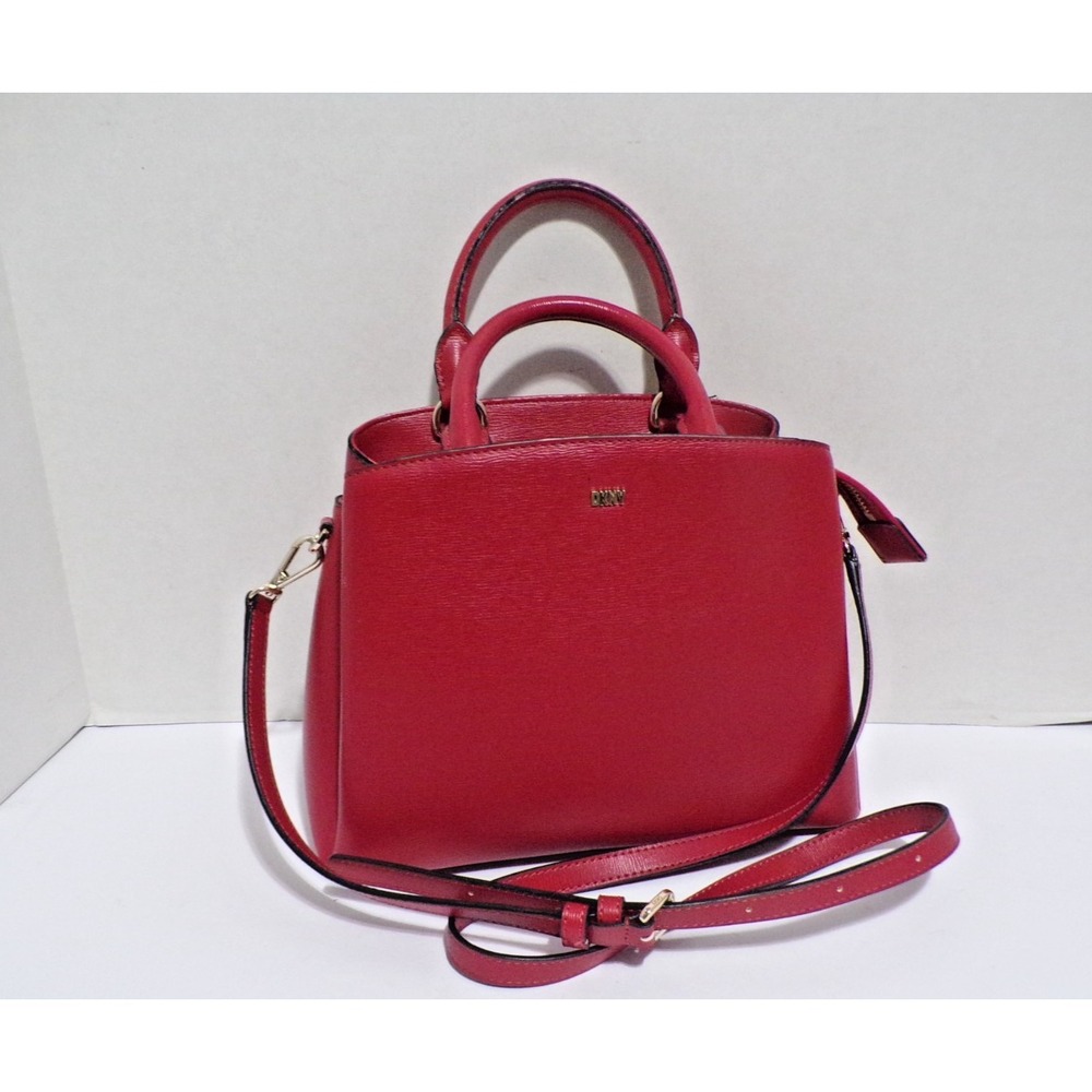 DKNY NY Maroon Handbag Crossbody Removable Adjustable Shoulder Strap Gold Accts